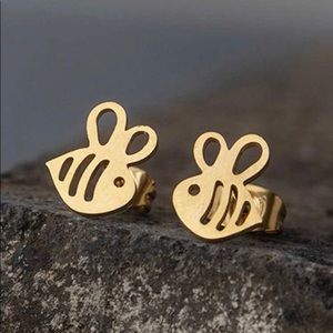 Dainty Gold Bee Stud Earrings